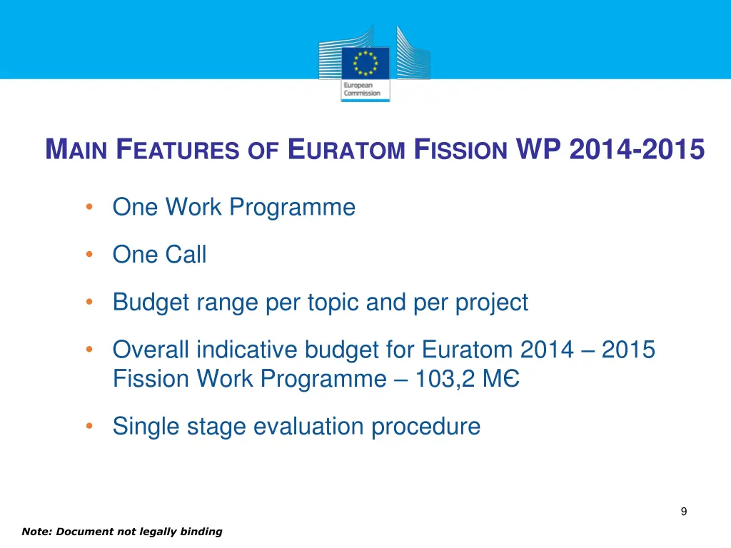 m ain f eatures of e uratom f ission wp 2014 2015