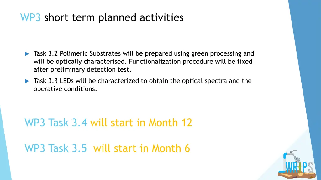wp3 short term planned activities