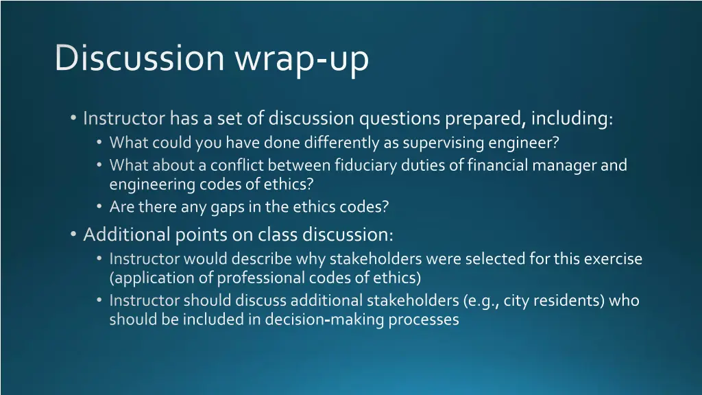 discussion wrap up