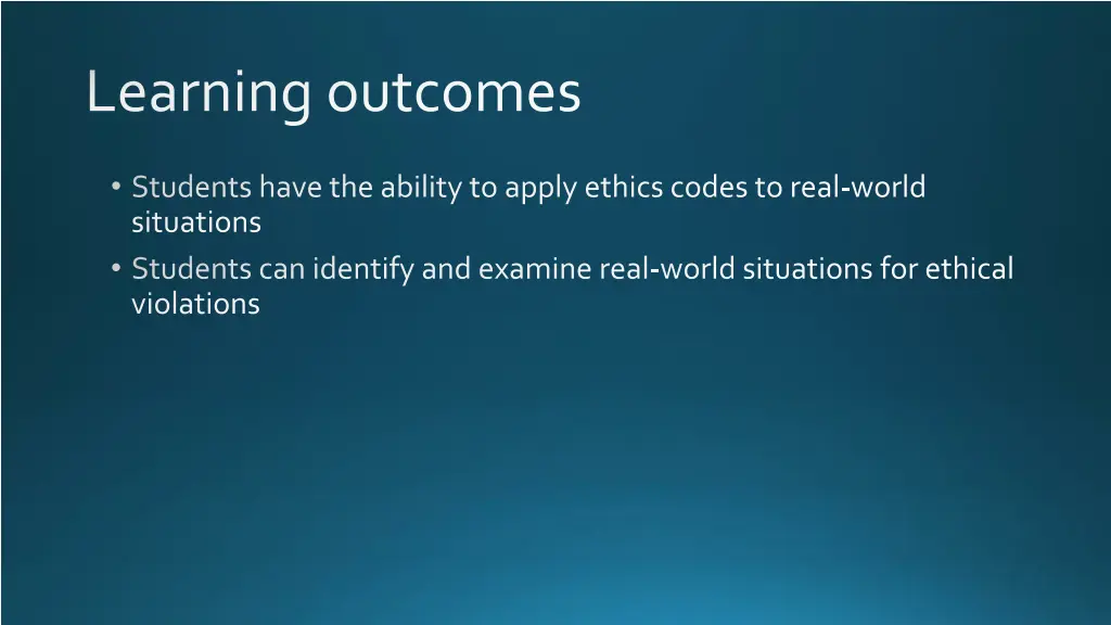 learning outcomes