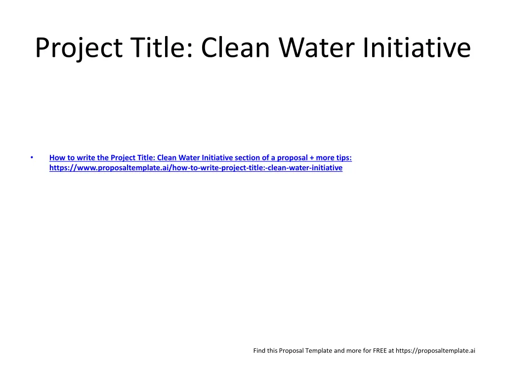 project title clean water initiative