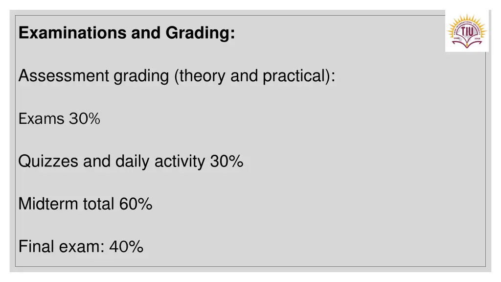 examinations and grading