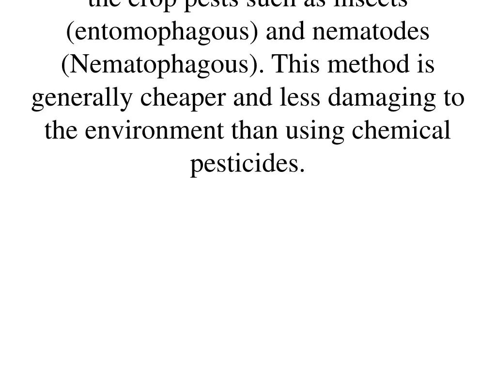 the crop pests such as insects entomophagous
