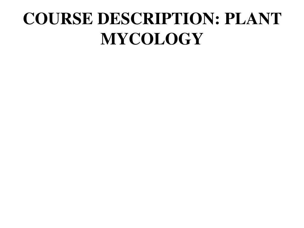 course description plant mycology