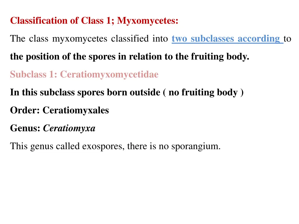 classification of class 1 myxomycetes