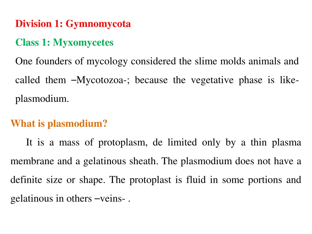 division 1 gymnomycota