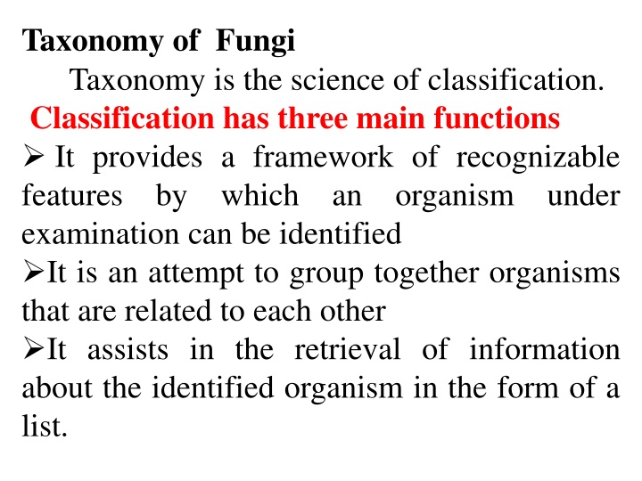 taxonomy of fungi taxonomy is the science