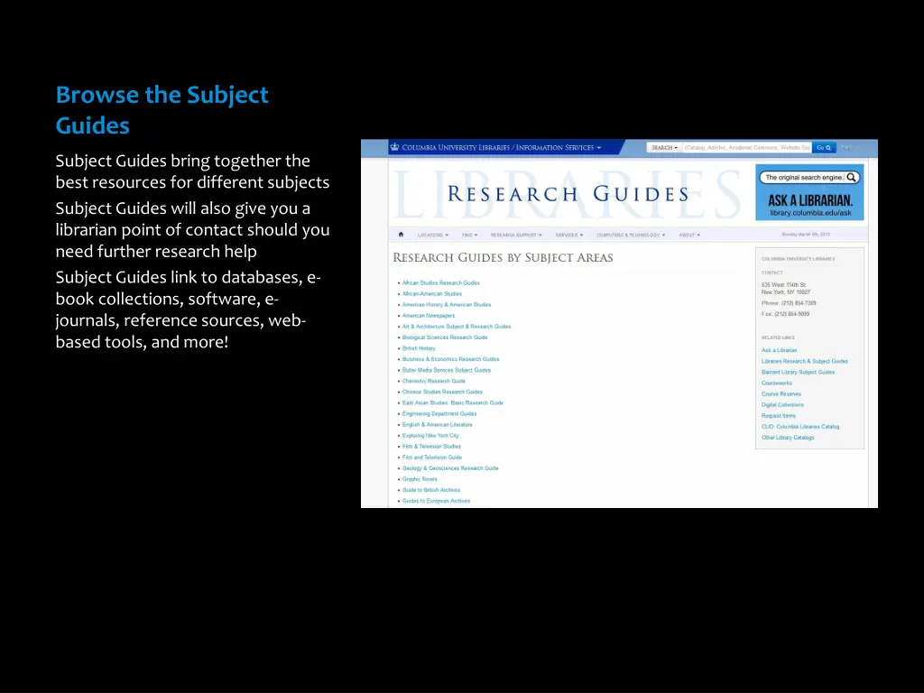 browse the subject guides