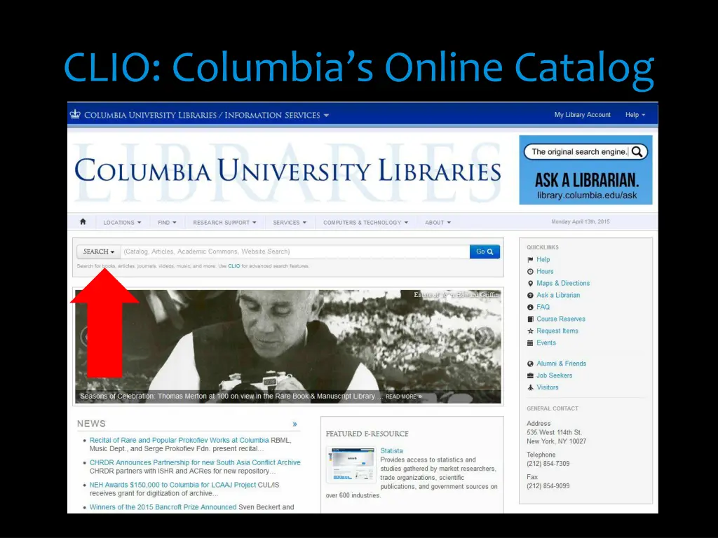 clio columbia s online catalog