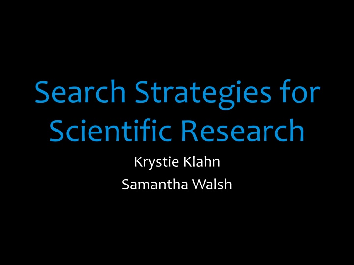 search strategies for scientific research krystie