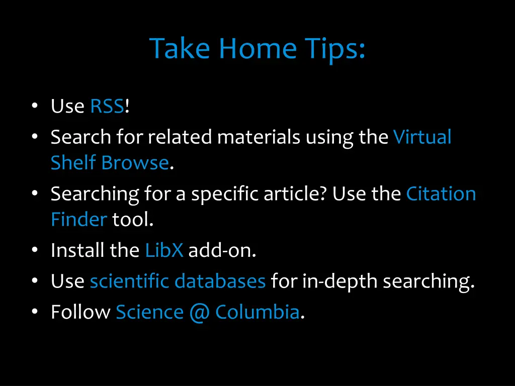 take home tips