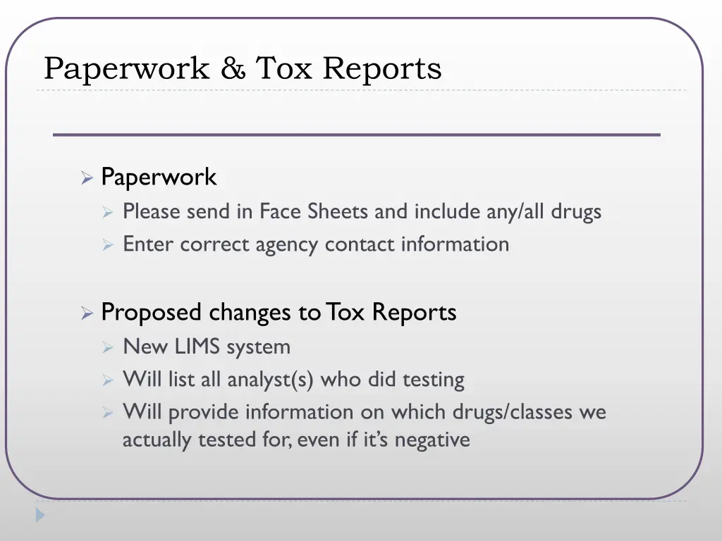 paperwork tox reports