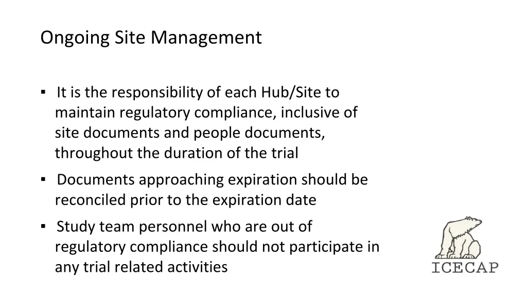 ongoing site management