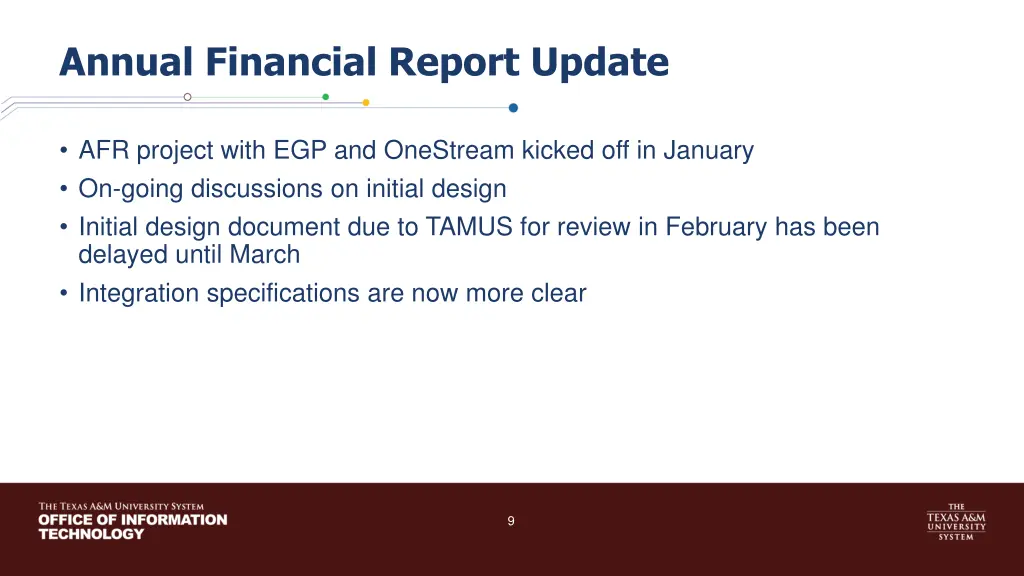 annual financial report update