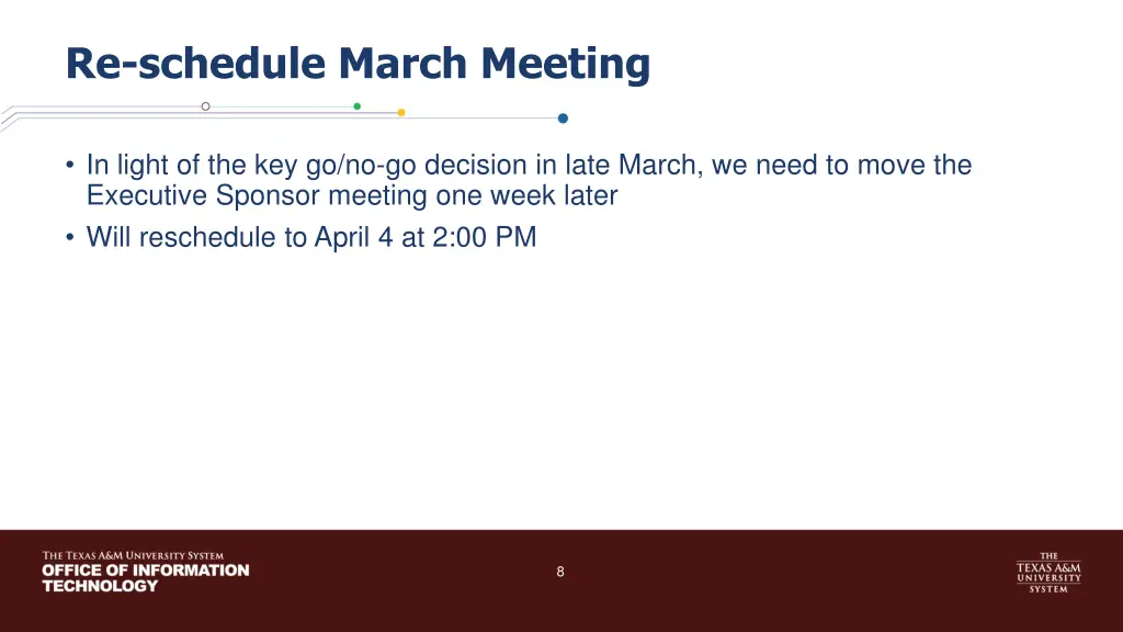 re schedule march meeting