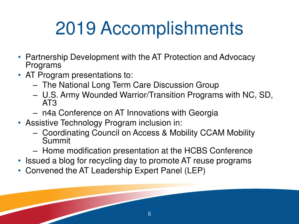 2019 accomplishments