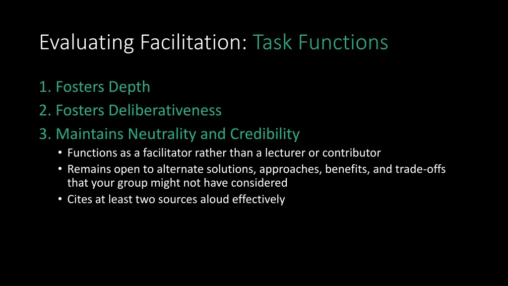 evaluating facilitation task functions 2