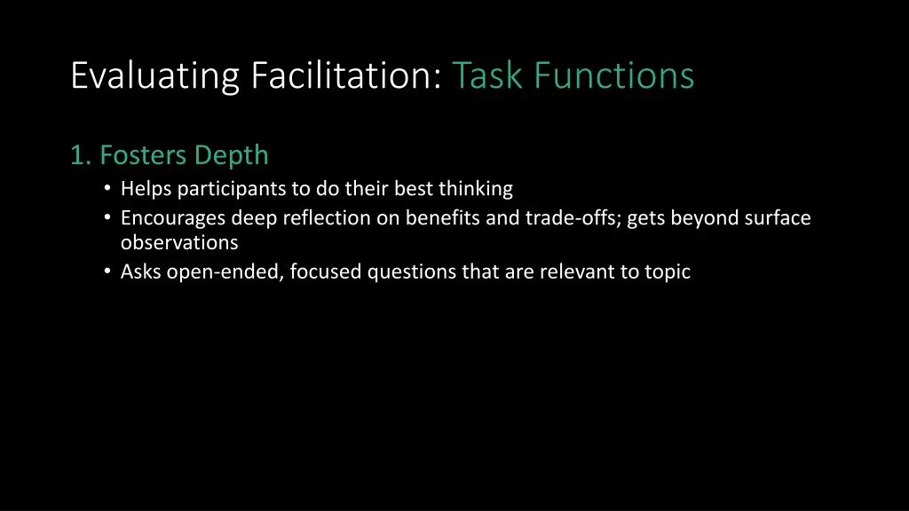 evaluating facilitation task functions