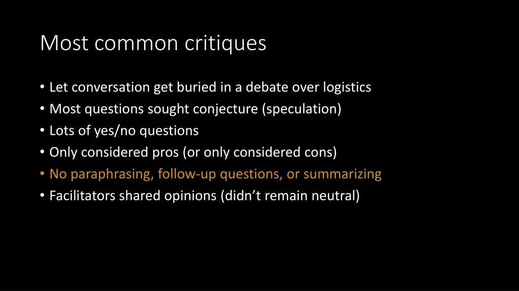 most common critiques