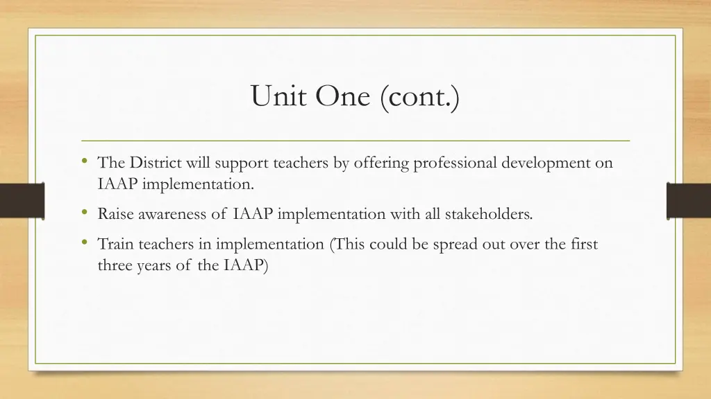 unit one cont