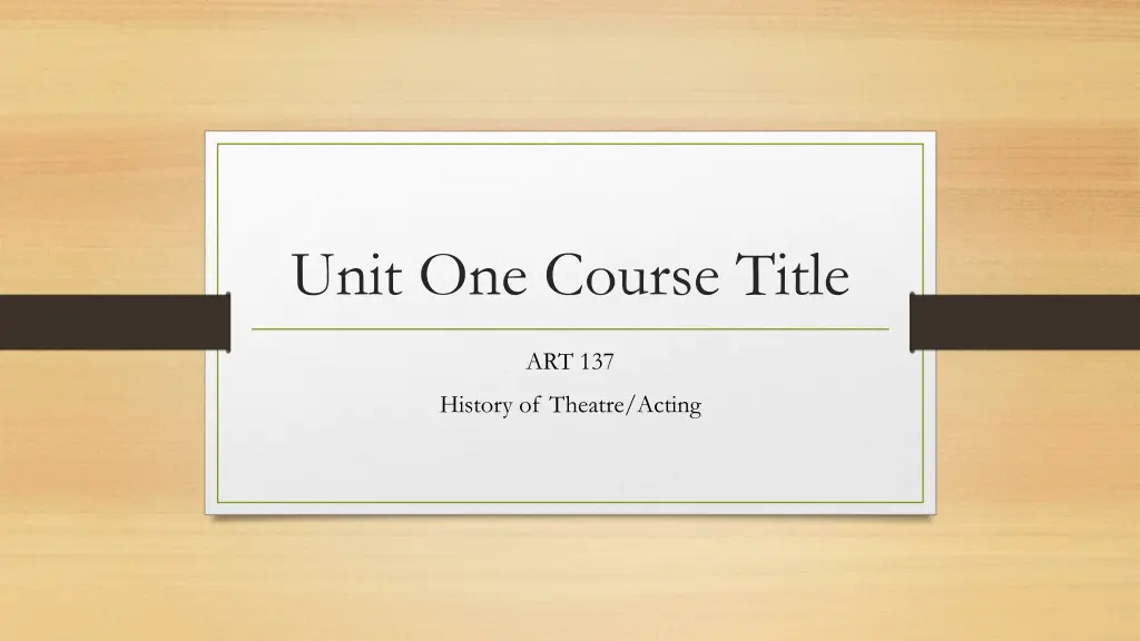 unit one course title