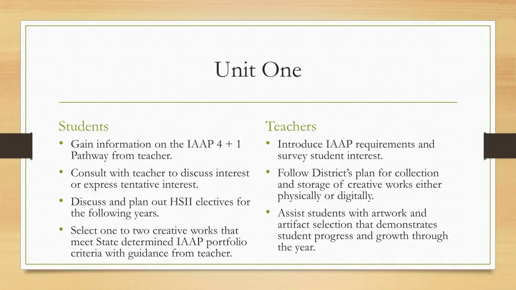 unit one