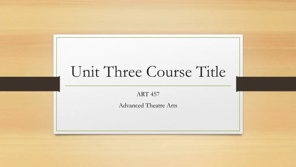 unit three course title