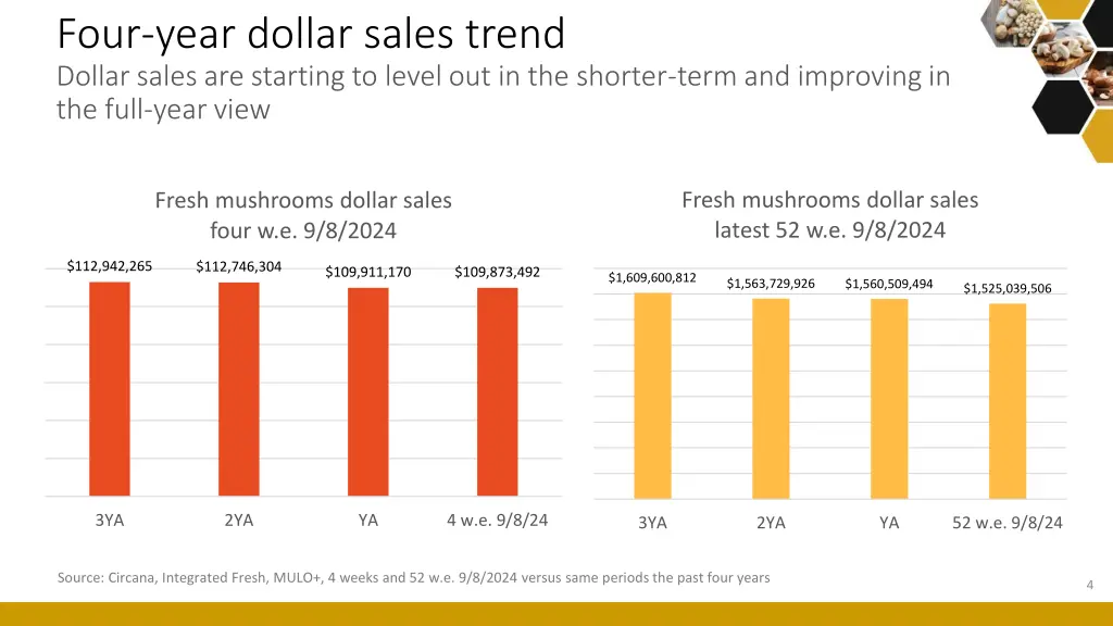 four year dollar sales trend dollar sales