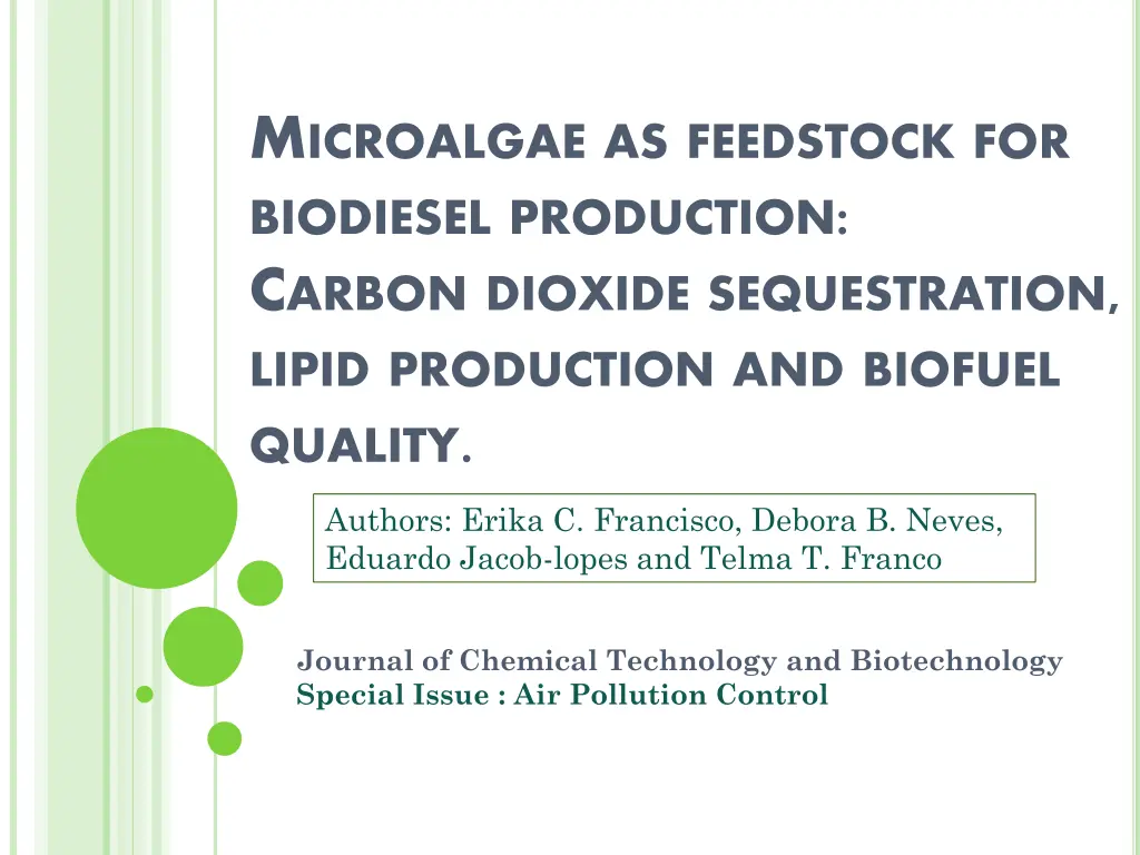 m icroalgae as feedstock for biodiesel production