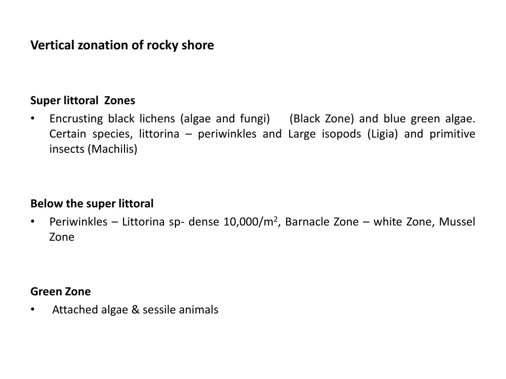 vertical zonation of rocky shore