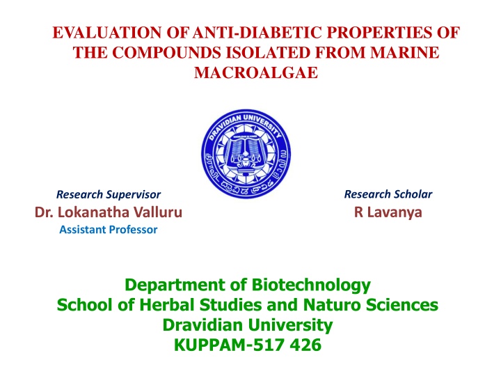 evaluation of anti diabetic properties