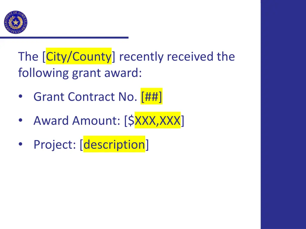 the city county recently received the following