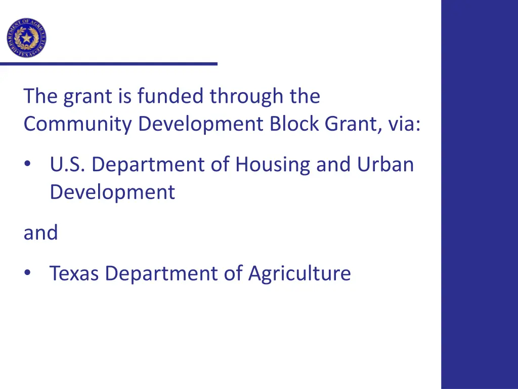 the grant is funded through the community
