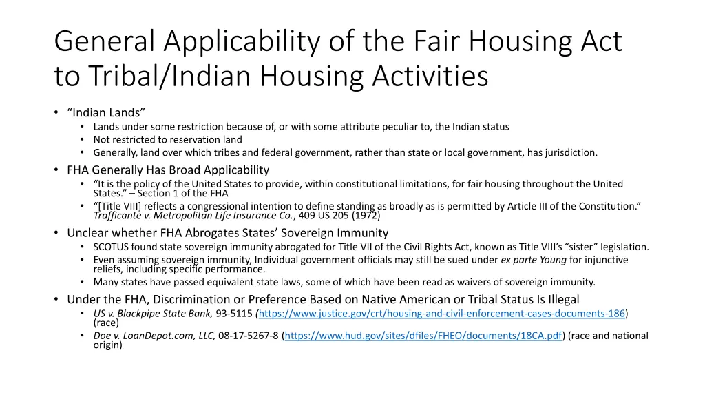general applicability of the fair housing