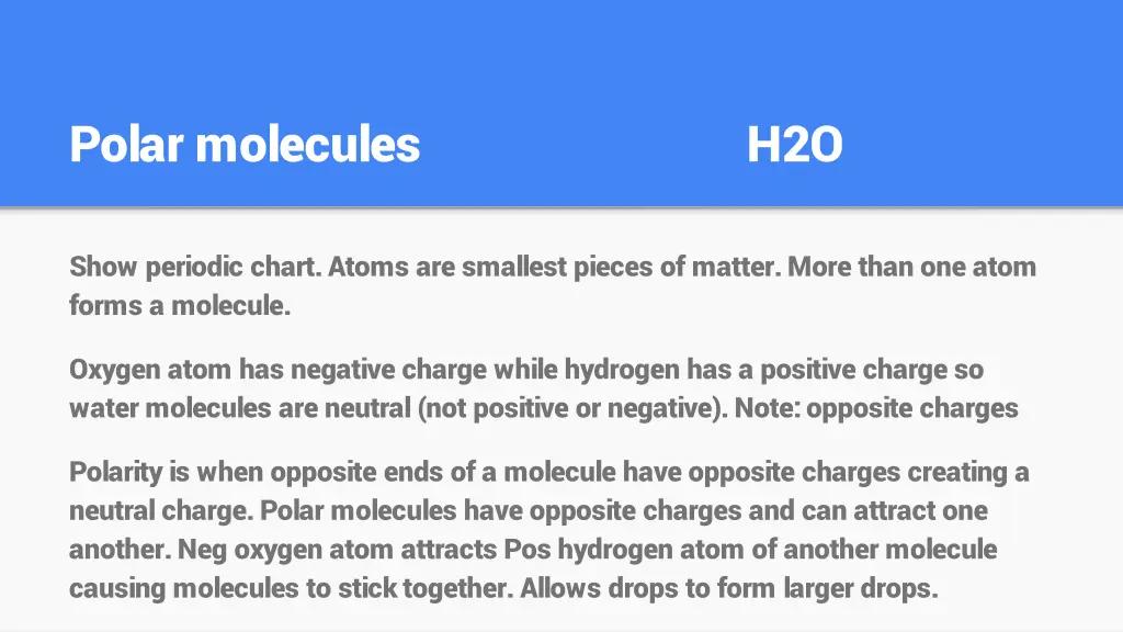 polar molecules h2o