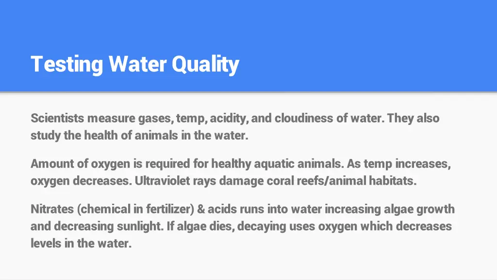 testing water quality