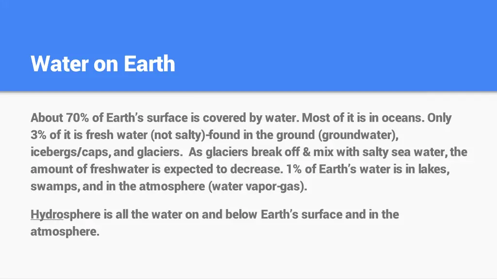 water on earth