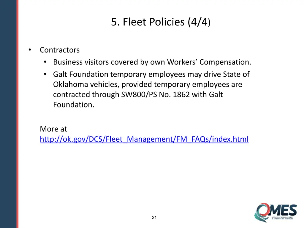 5 fleet policies 4 4 1