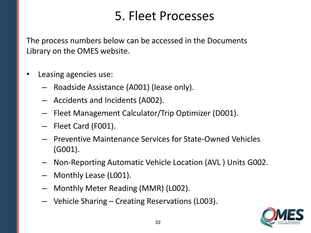 5 fleet processes
