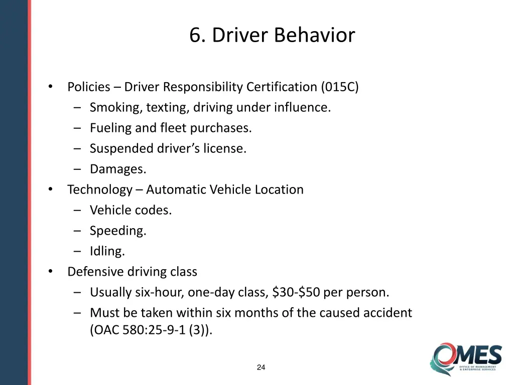 6 driver behavior