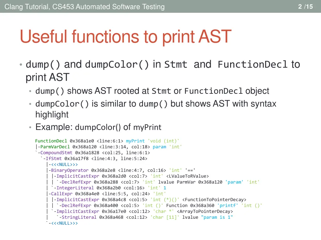 clang tutorial cs453 automated software testing 2