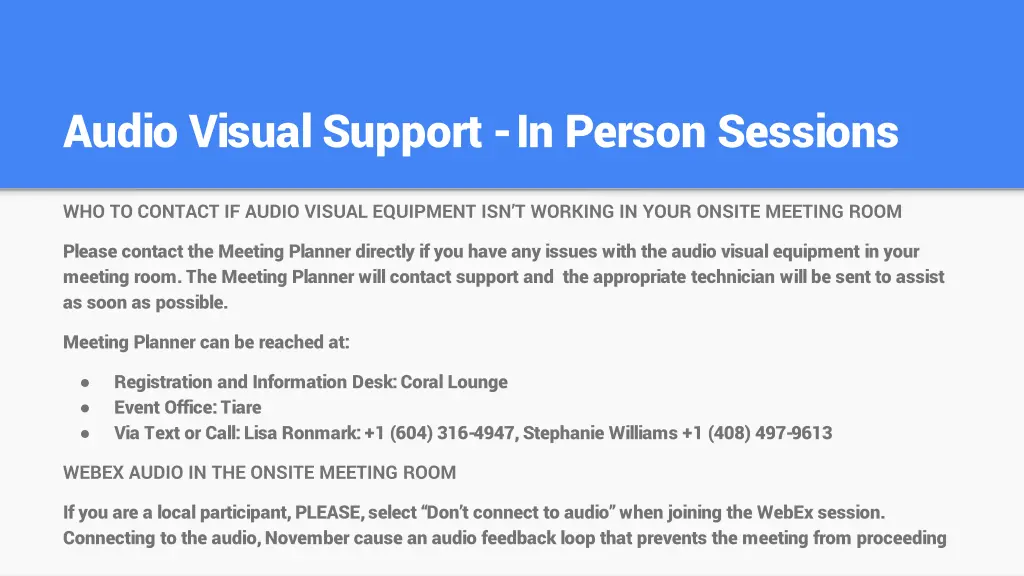 audio visual support in person sessions