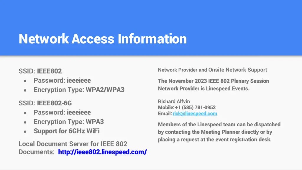network access information