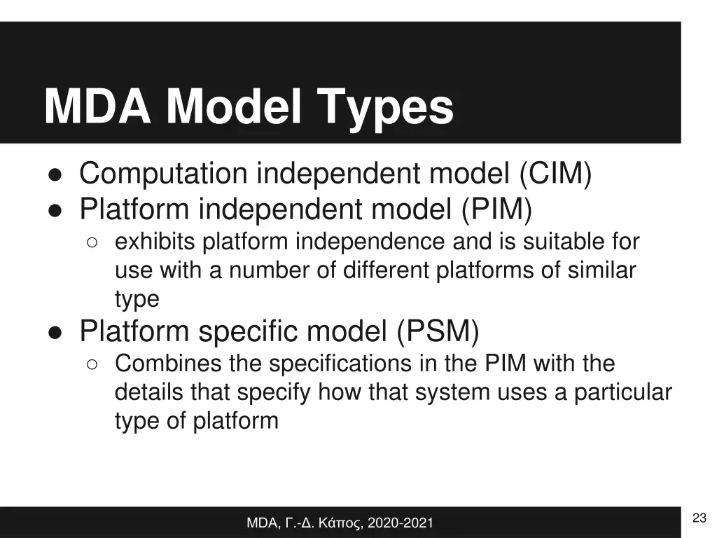 mda model types