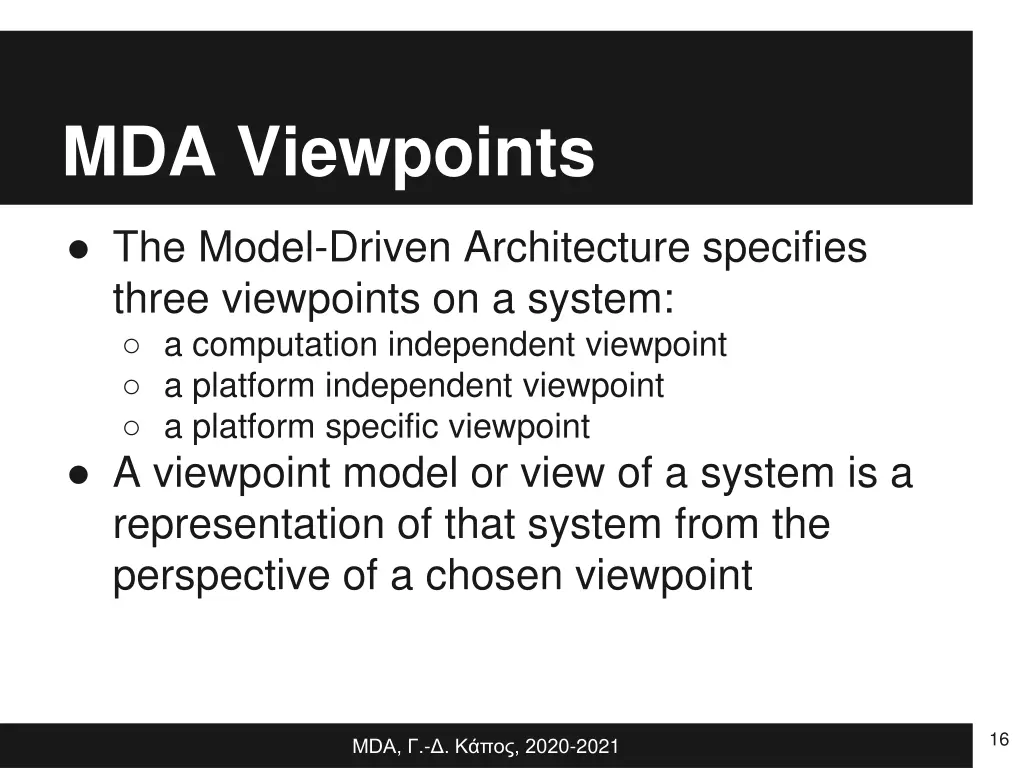mda viewpoints