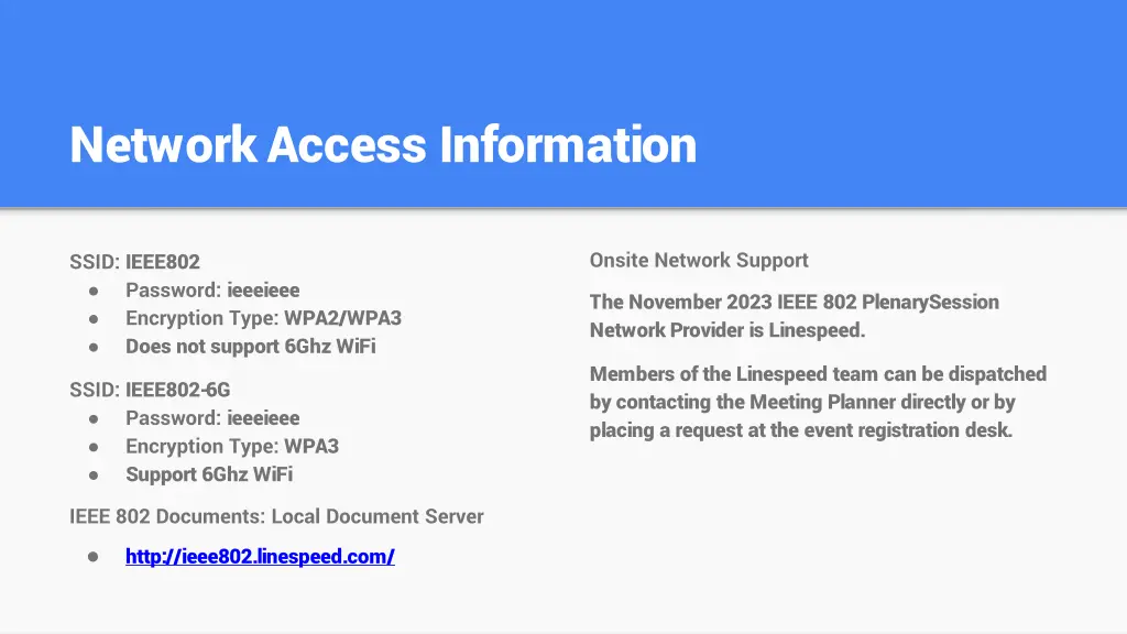 network access information
