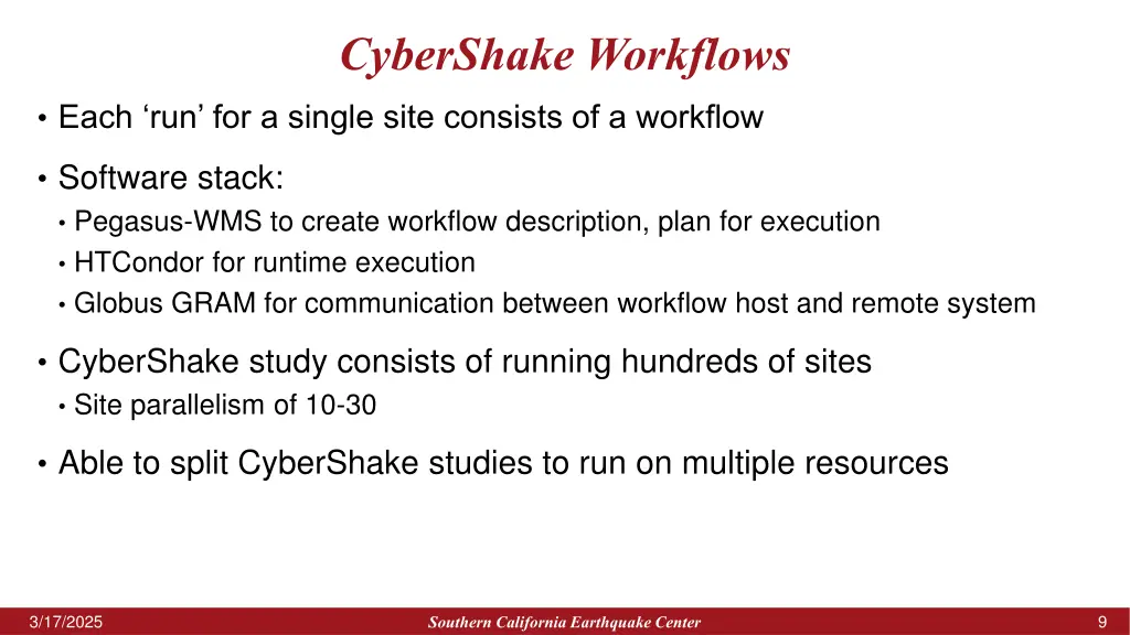cybershake workflows