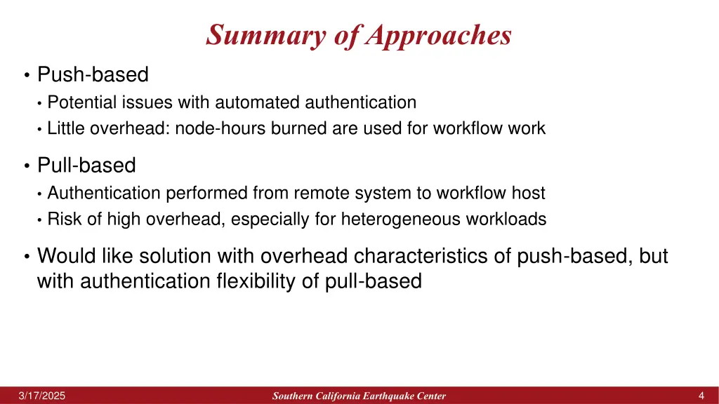 summary of approaches