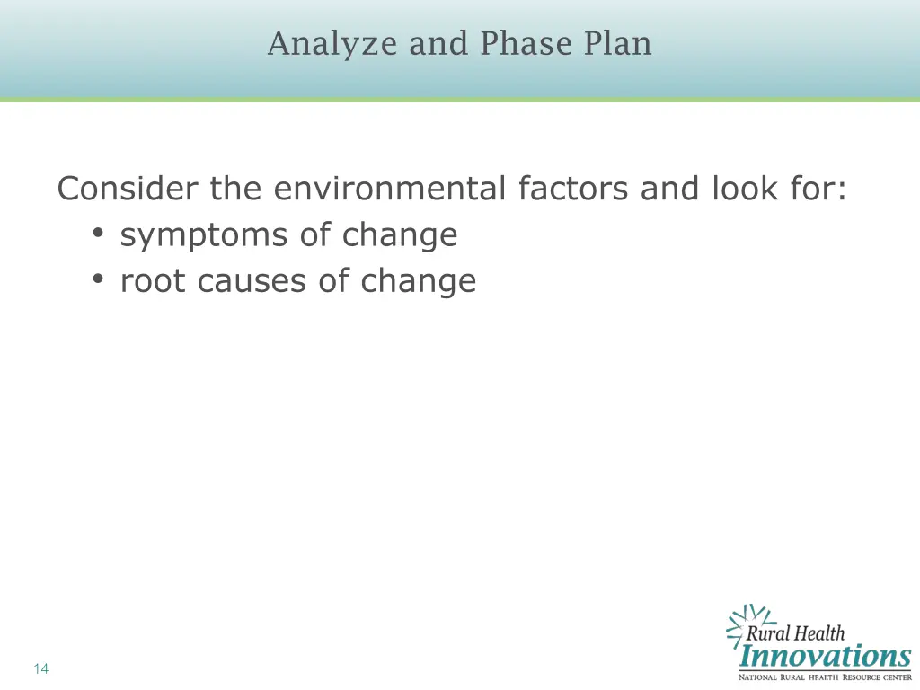 analyze and phase plan