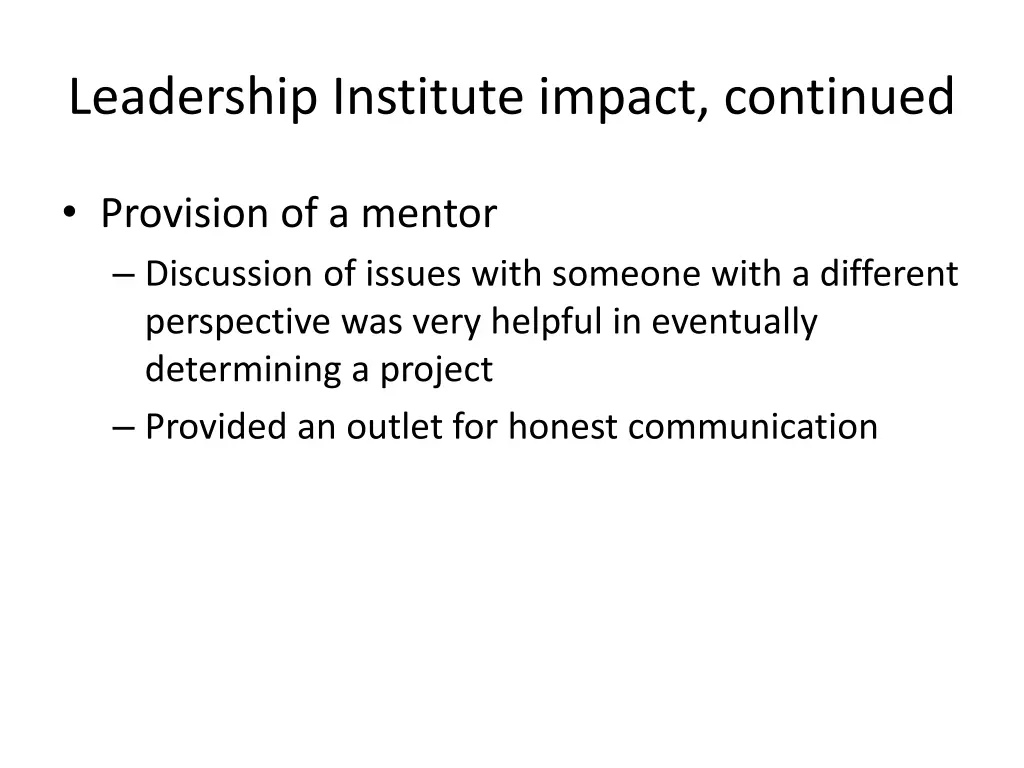 leadership institute impact continued